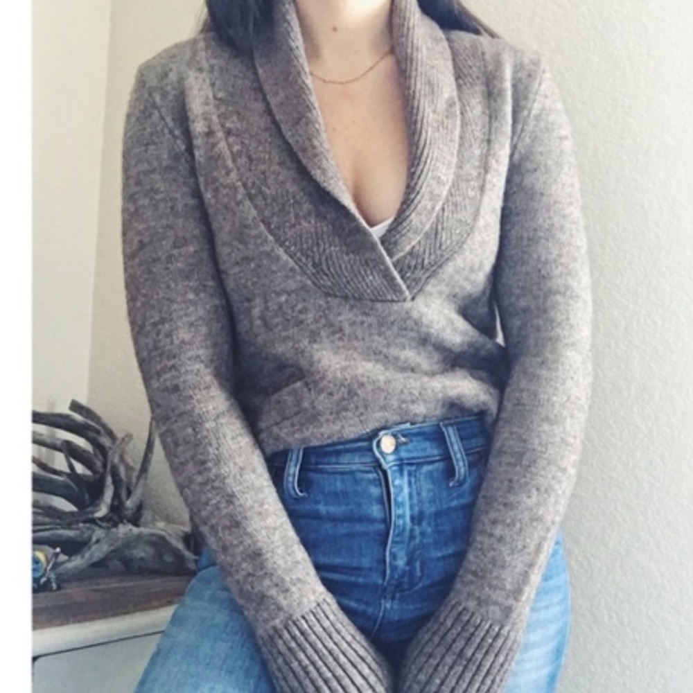 J.Crew Alpaca Wool Fold Over V-Neck Sweater